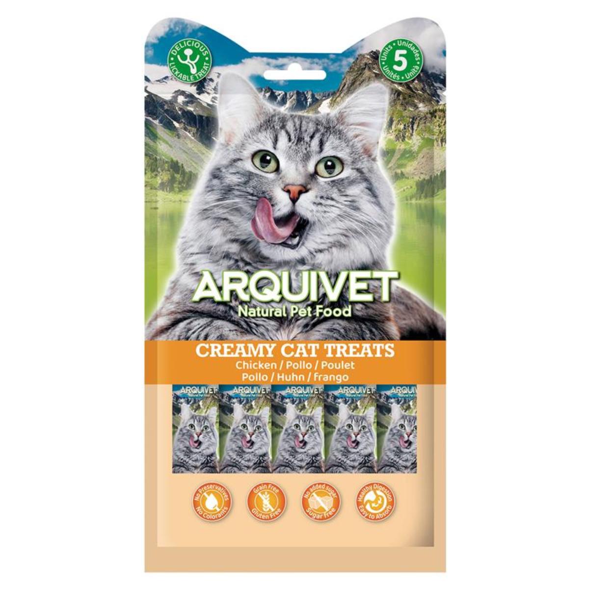 Petiscos cremosos para gatos Arquivet Snack cremoso de frango 5x14 g