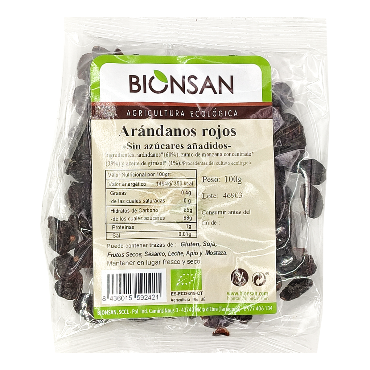 Arándanos Rojos Deshidratados Eco Bionsan 100gr_0