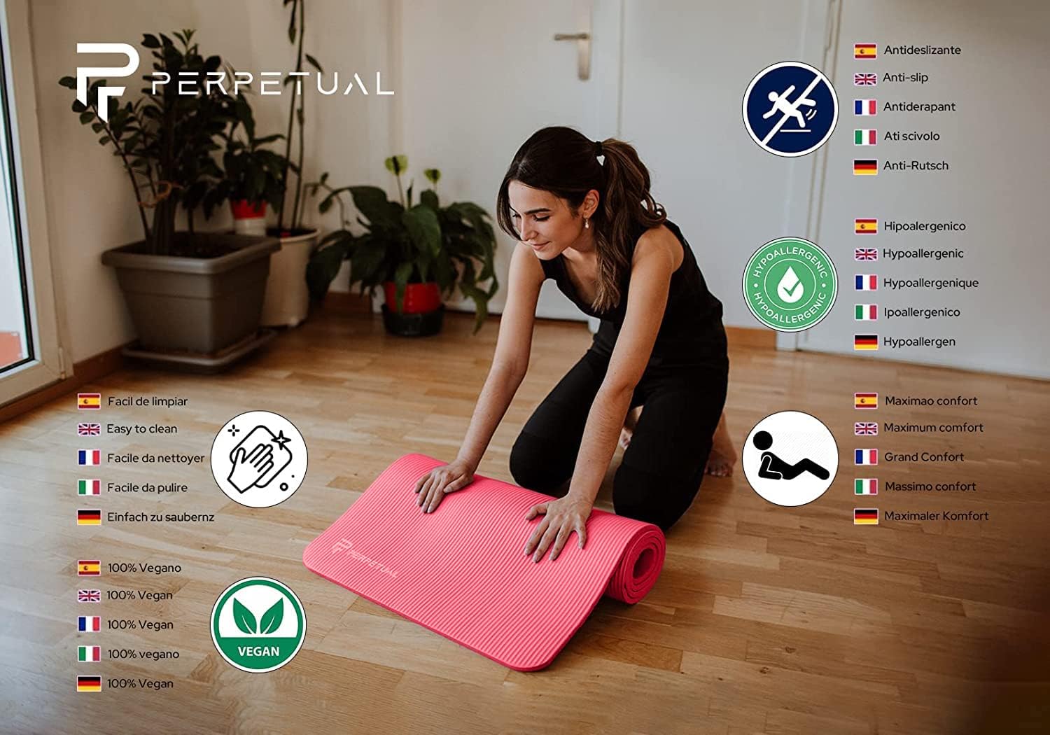 Esterilla De Yoga Y Pilates Antideslizante De 10mm Perpetual Con Correa Y Bolsa De Transporte_1
