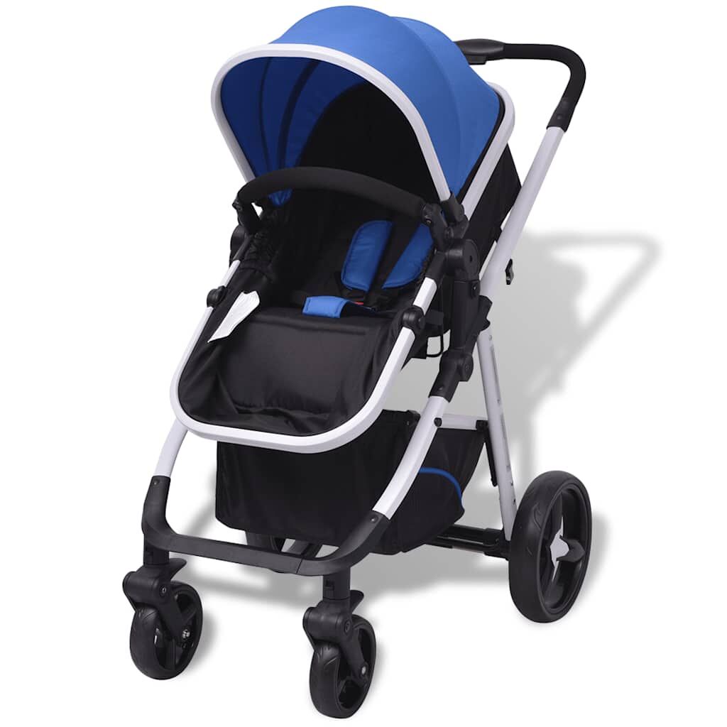 Vidaxl Cochecito De Bebé 3 En 1 Azul Y Negro Aluminio_3