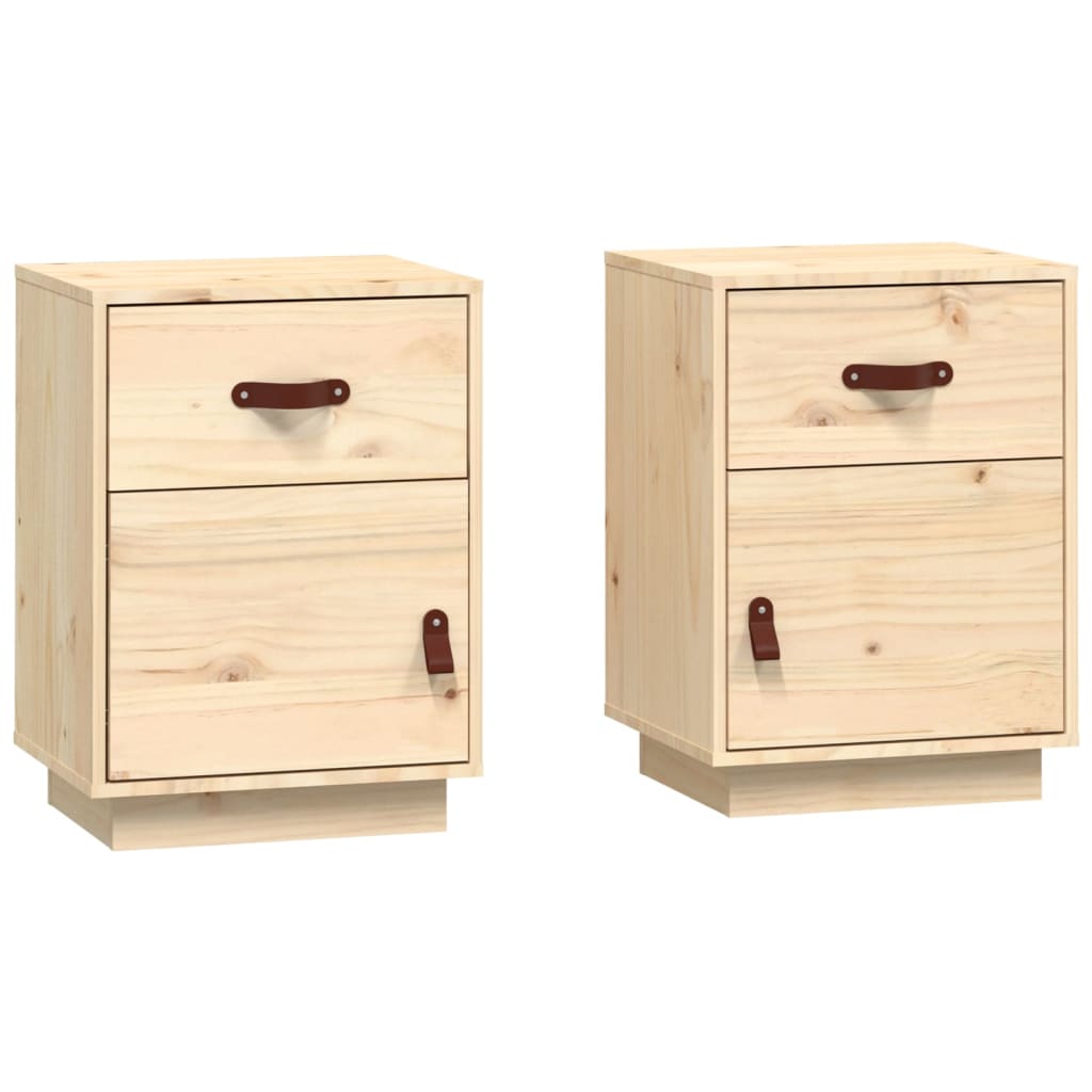 Mesitas De Noche 2 Uds Madera Maciza De Pino 40x34x55 Cm_0