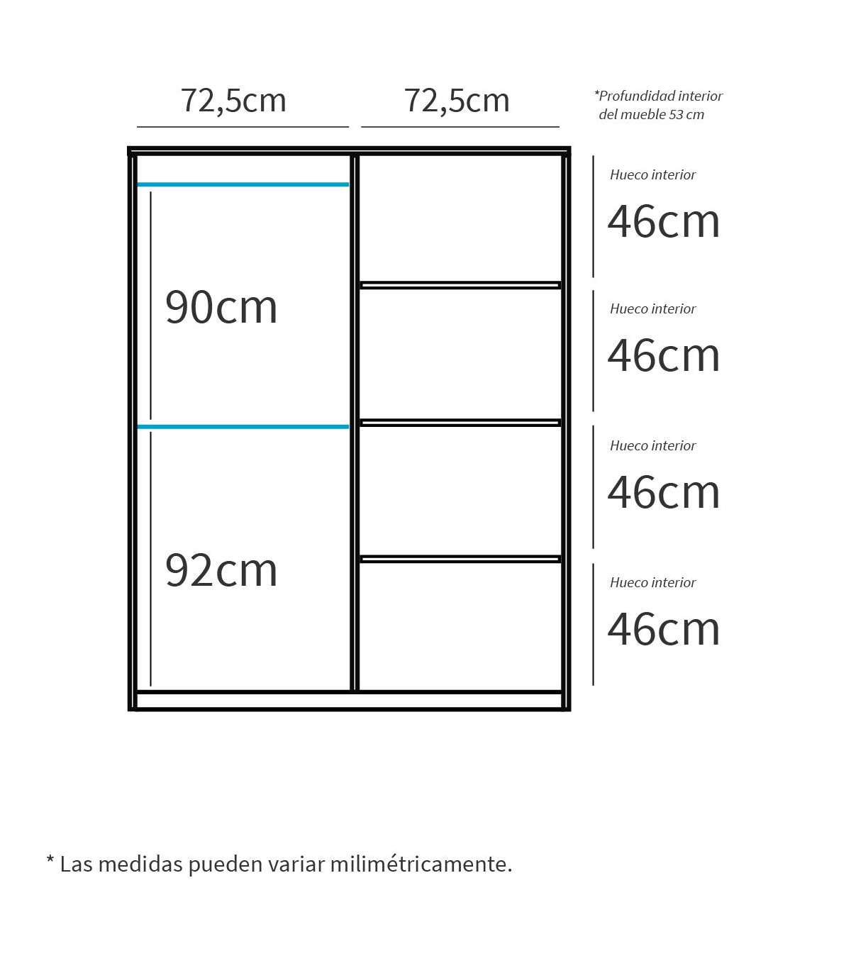 Armario Ropero 2 Puertas Correderas Onix Acabado Roble Aurora/blanco, 200 Cm(alto)150 Cm(a_4