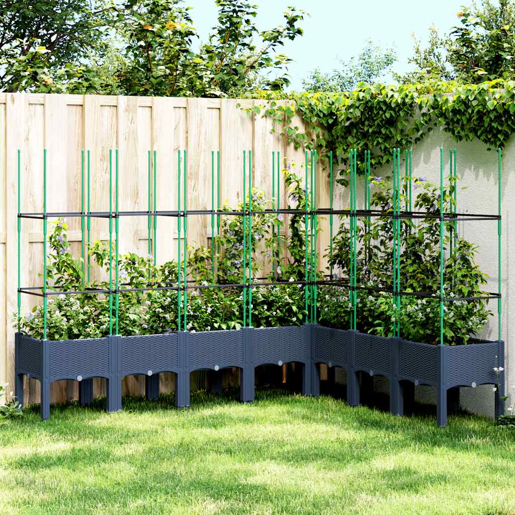 Jardinera Con Enrejado Pp Azul Gris 200x160x142,5 Cm_1