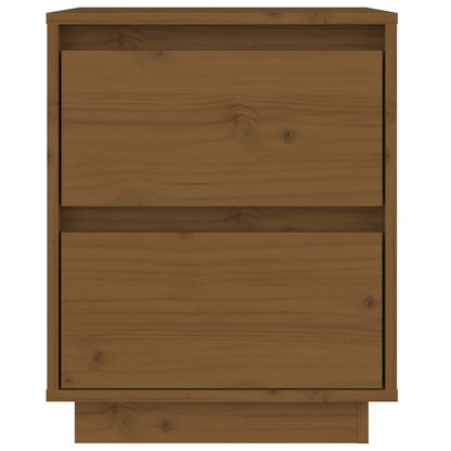 Mesita De Noche Madera Maciza De Pino Marrón Miel 40x35x50 Cm_3