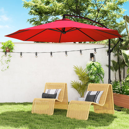 Outsunny Parasol Excéntrico Ø295 Cm Con Ángulo Ajustable Base Cruzada Granate_1
