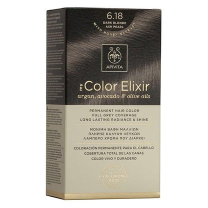 Tinta My Color Elixir N6.18 Louro Escuro Acinzentado Perolado Apivita