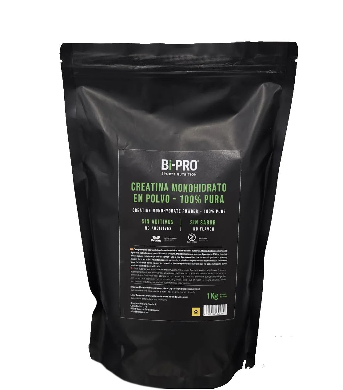 Creatina Monohidrato 200 Mesh 1kg, 100% pura, sin sabor_0