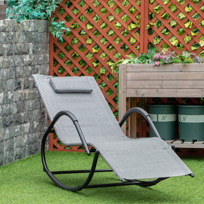 Outsunny Tumbona Mecedora De Exterior Con Reposabrazos Y Reposacabezas Gris_1