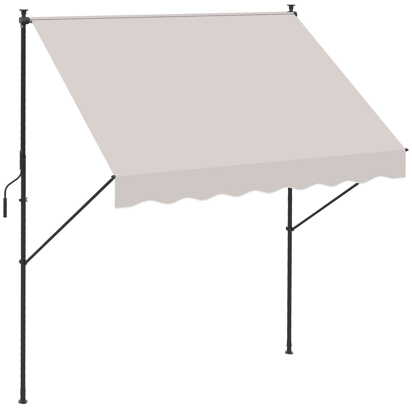 Outsunny Toldo Manual Retráctil 200x175x210-310cm Manivela Protecciónuv40+ Crema_0