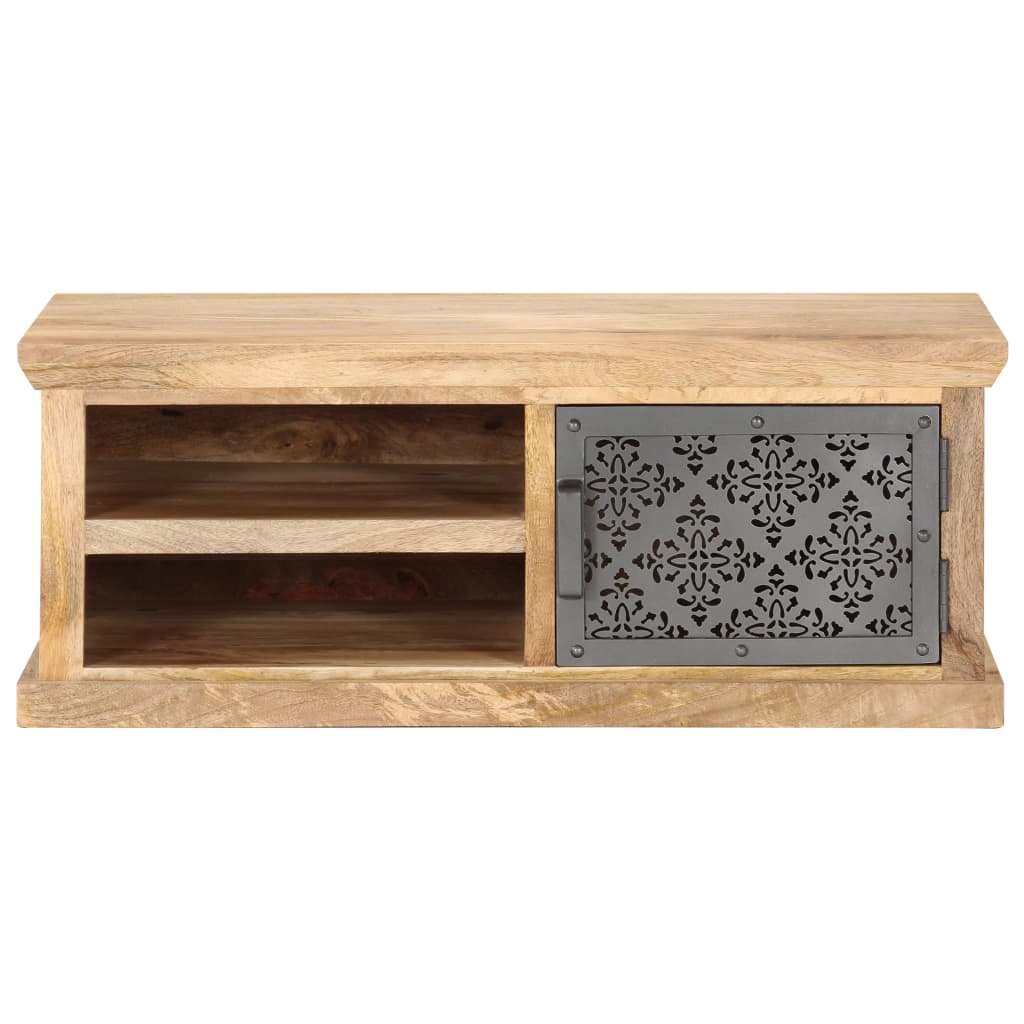 Mesa De Centro Con Puerta Madera Maciza De Mango 90x50x35 Cm_1
