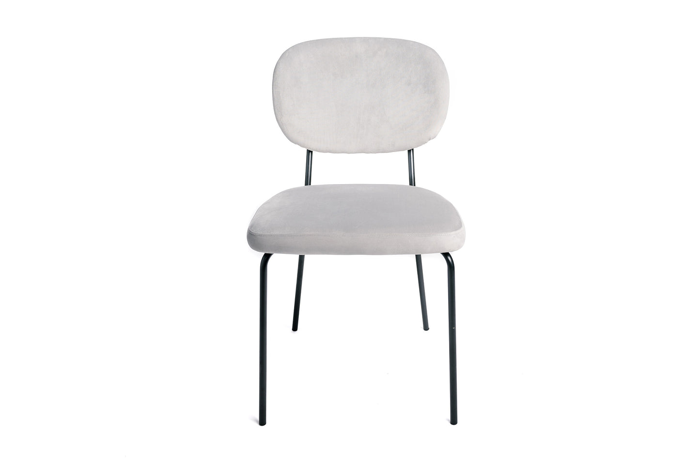 Juego De 4 Sillas Terciopelo Gris Ratón Industrial Pata De Metal 43x56x82cm - Muebles De Comedor_1