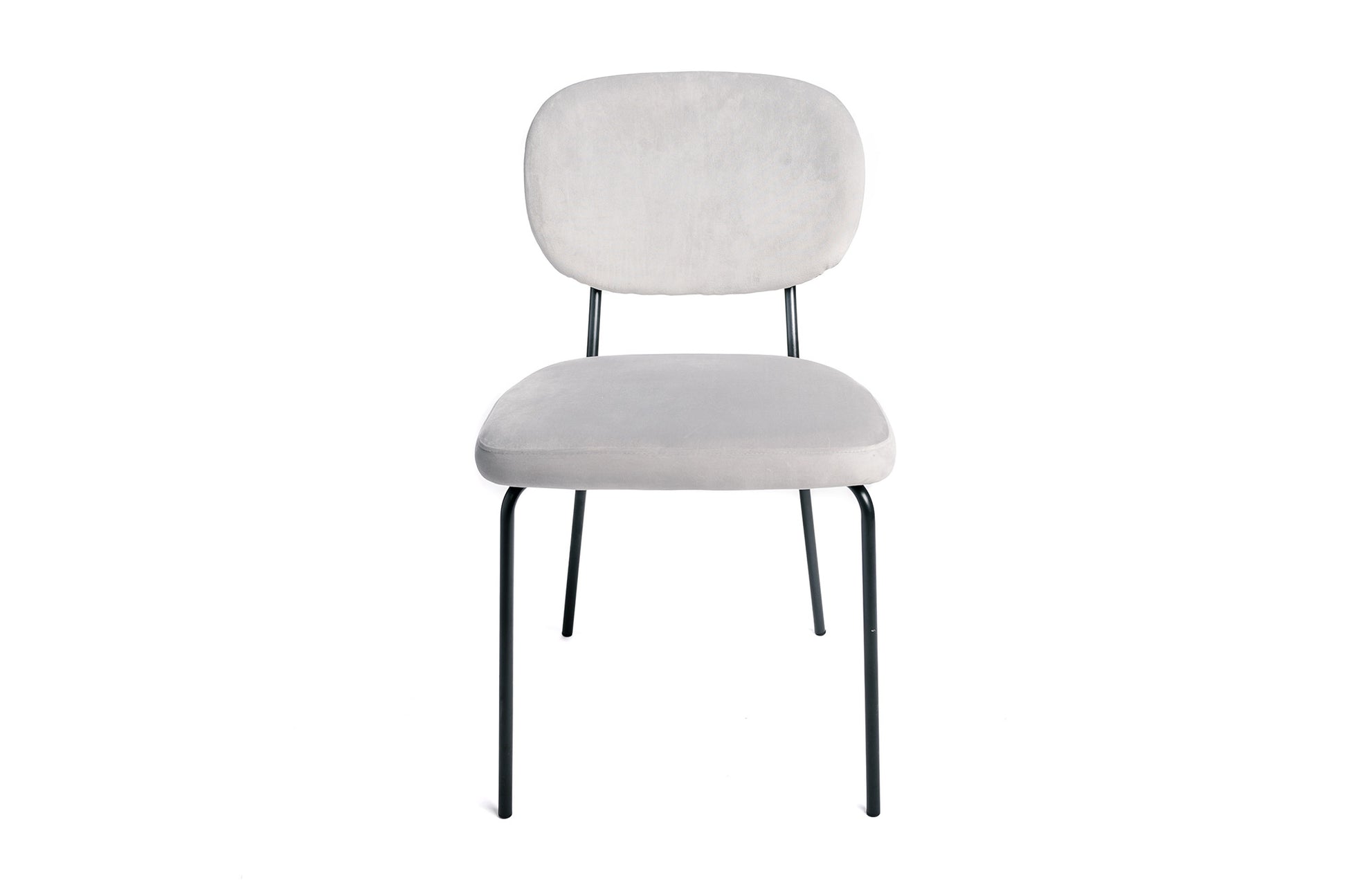 Juego De 4 Sillas Terciopelo Gris Ratón Industrial Pata De Metal 43x56x82cm - Muebles De Comedor_1