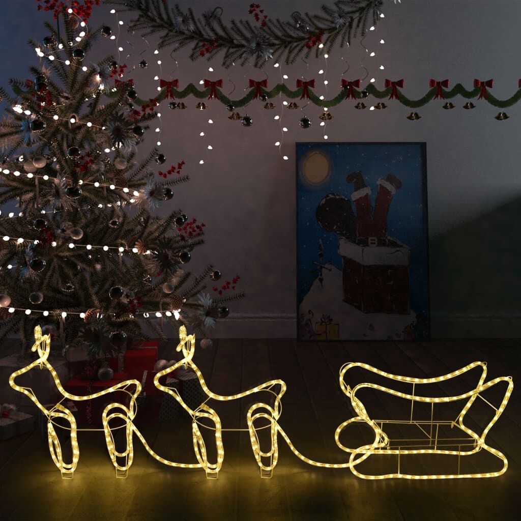 Vidaxl Renos Y Trineo De Navidad Decoración Jardín 576 Leds_1