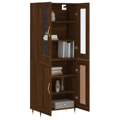Aparador Alto Madera Contrachapada Marrón Roble 69,5x34x180 Cm_2