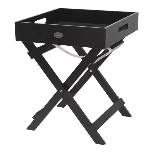 Well Home Bandeja Para Servir En Madera Con Patas Plegables Color Negro 30x30x36cm_0