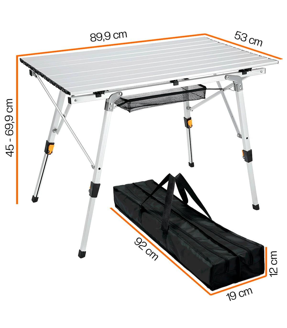Mesa Plegable De Aluminio Camping 89,9x53 Cm Altura Regulable_2