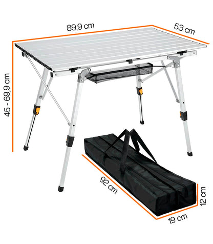 Mesa Plegable De Aluminio Camping 89,9x53 Cm Altura Regulable_2