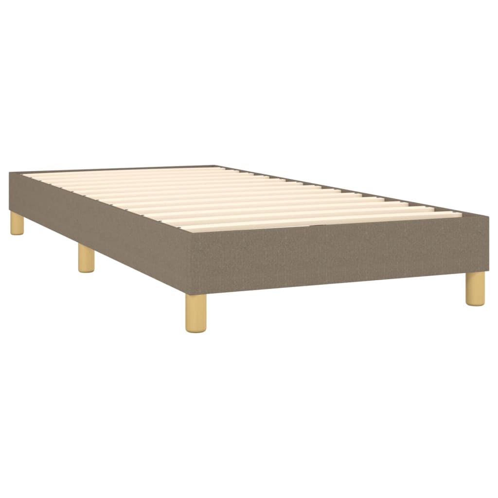 Cama Box Spring Con Colchón Led Tela Gris Taupe 100x200 Cm / Vetonek_3