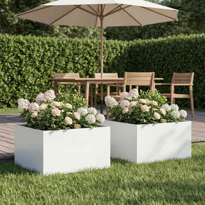 Macetero De Jardín 2 Uds. Blanco 60 X 60 X 30 Cm_1