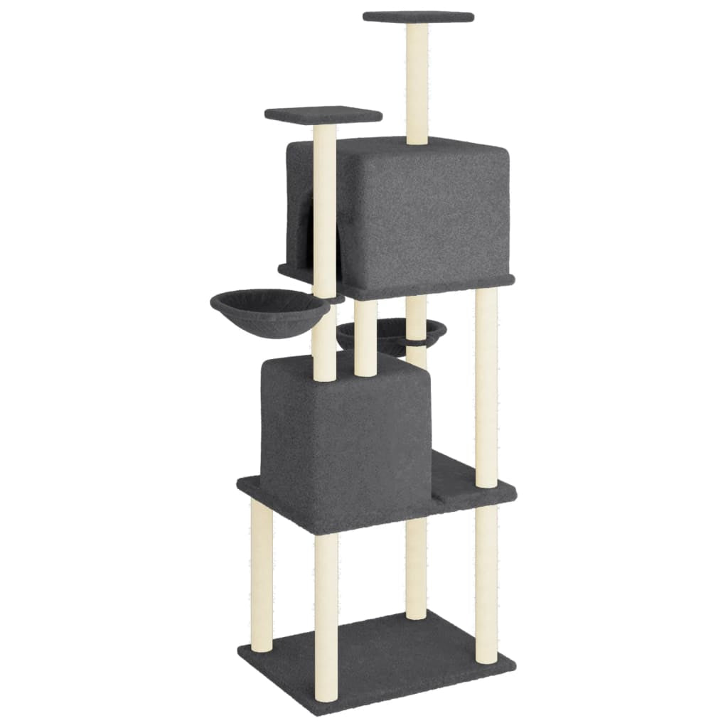 Vidaxl Rascador Para Gatos Con Postes De Sisal Gris Oscuro 180 Cm_4