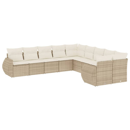 Juego De Sofás Jardín Con Cojines Beige 10 Pzas Ratán Sintético / Vetonek_2