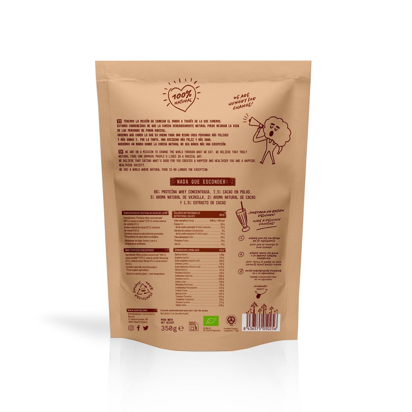 Proteína Whey Orgânica Natruly Chocolate 350 g