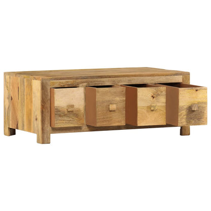 Mesa De Centro Con 4 Cajones Madera Maciza De Mango 90x50x35 Cm_2