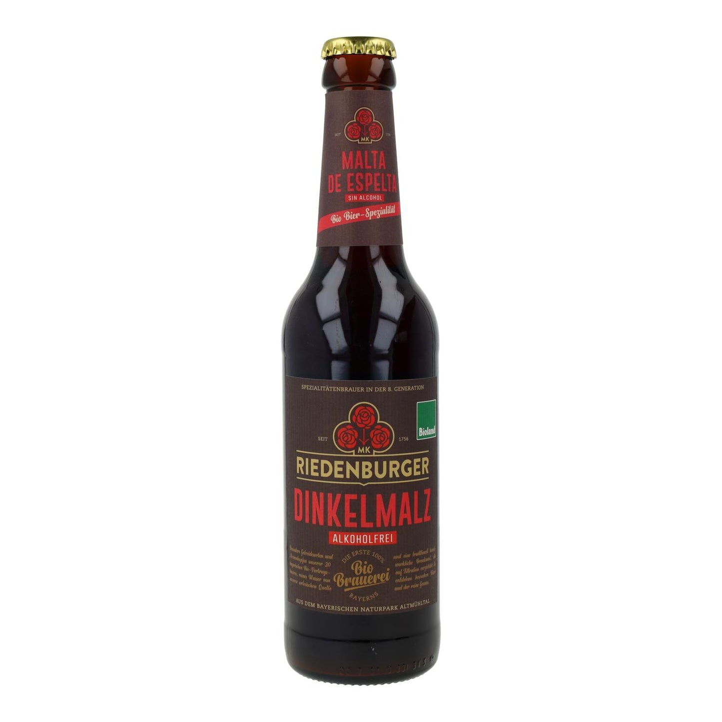 Cerveja Riedenburger Orgânica de Malte de Trigo Espelta sem Álcool 33cl