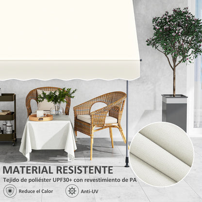 Outsunny Toldo Manual Retráctil Altura Ajustable Con Manivela 210-310 Cm Crema_5