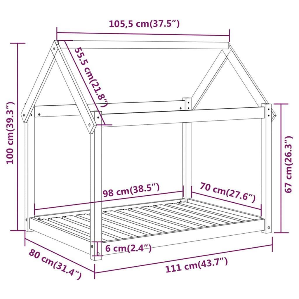Vidaxl Cama Para Perros Madera Maciza De Pino 111x80x100 Cm_2