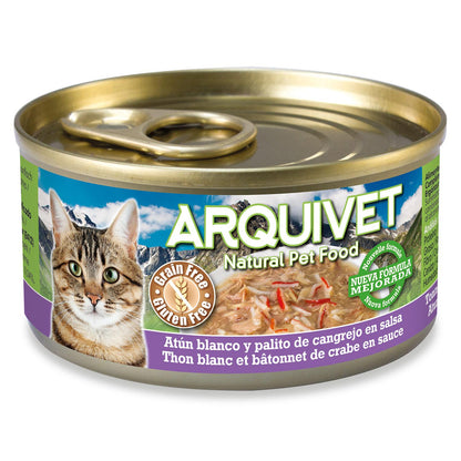 Ração Húmida para Gatos Arquivet Atum Branco e Caranguejo com Molho 80g