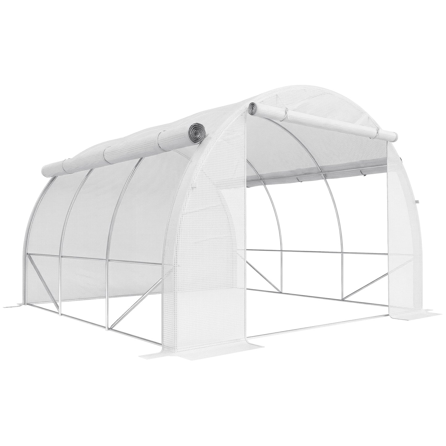 Outsunny Invernadero De Túnel Jardín 3x3x2m Con Puerta Y 6 Ventanas Enrollables_0