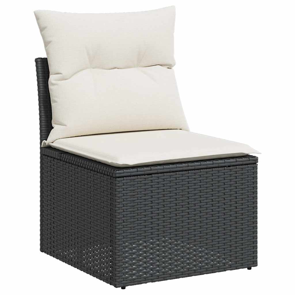 Set Sofás Jardín Y Cojines 4 Pzas Ratán Sintético Acacia Negro / Vetonek_5