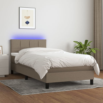 Cama Box Spring Colchón Y Luces Led Gris Taupe 80x200 Cm / Vetonek_3