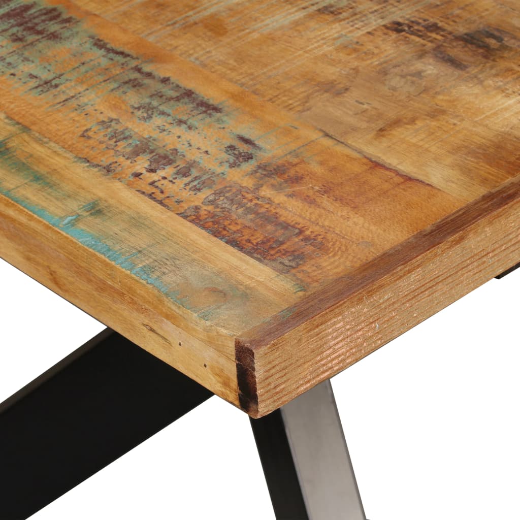 Mesa De Comedor Madera Maciza Reciclada Y Acero Cruzado 180 Cm_3