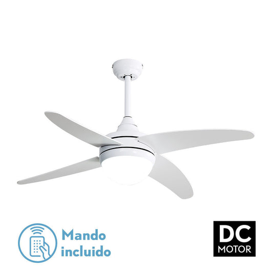 Ventilador 2xe27 Dc Klod Blanco 4 Asp.6 Vel.117d C/remoto Y Temporizador_0