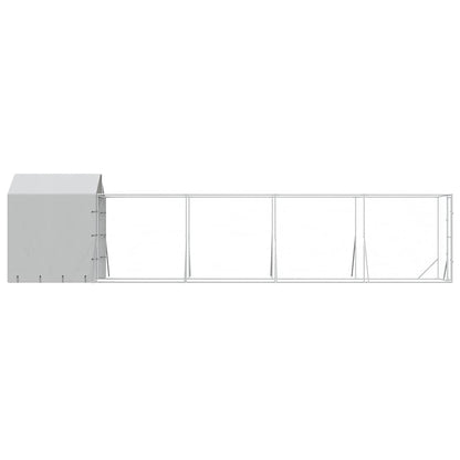 Perrera De Exterior Con Toldo Acero Galvanizado Plata 2x10x2,5m_5