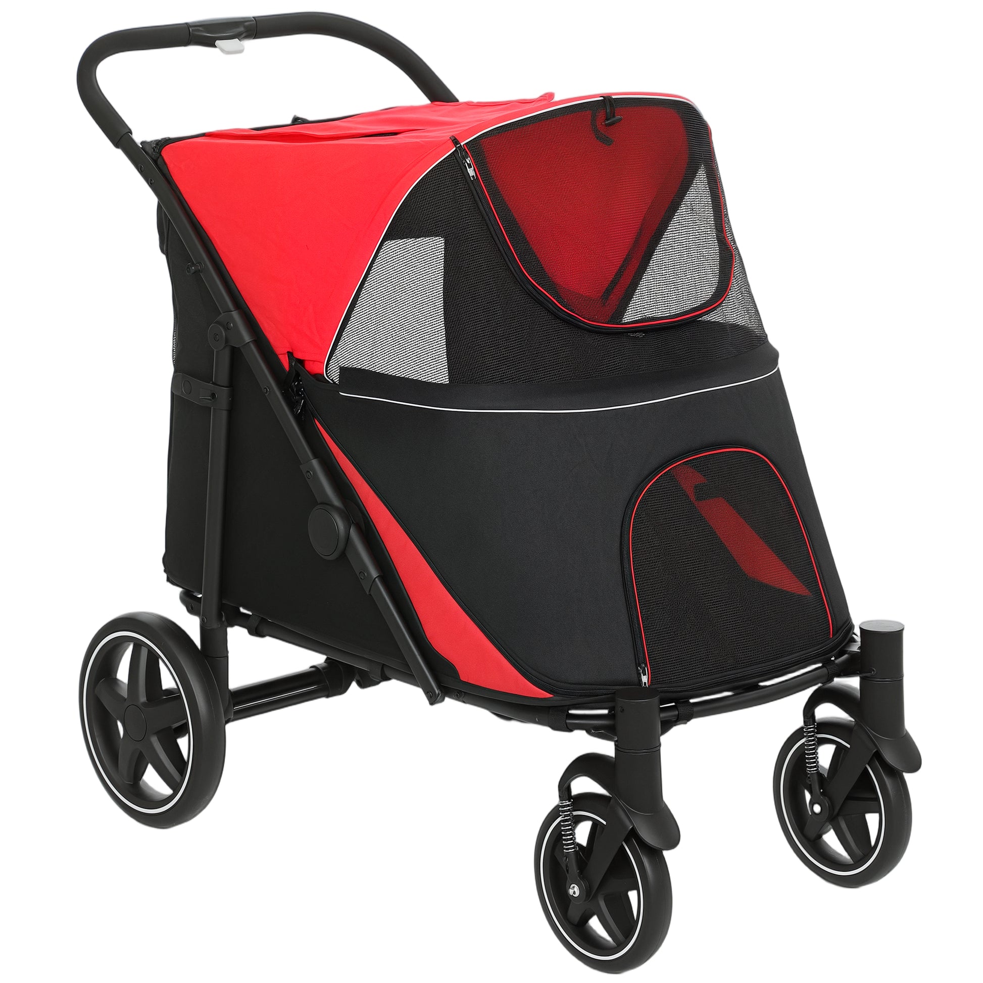 Pawhut Cochecito Para Perros Plegable Con Ventana De Malla 112x65x100 Cm Rojo_0