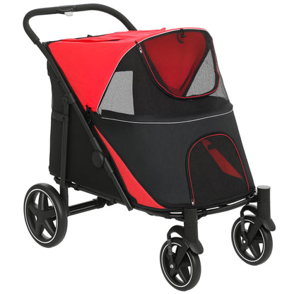 Pawhut Cochecito Para Perros Plegable Con Ventana De Malla 112x65x100 Cm Rojo_0