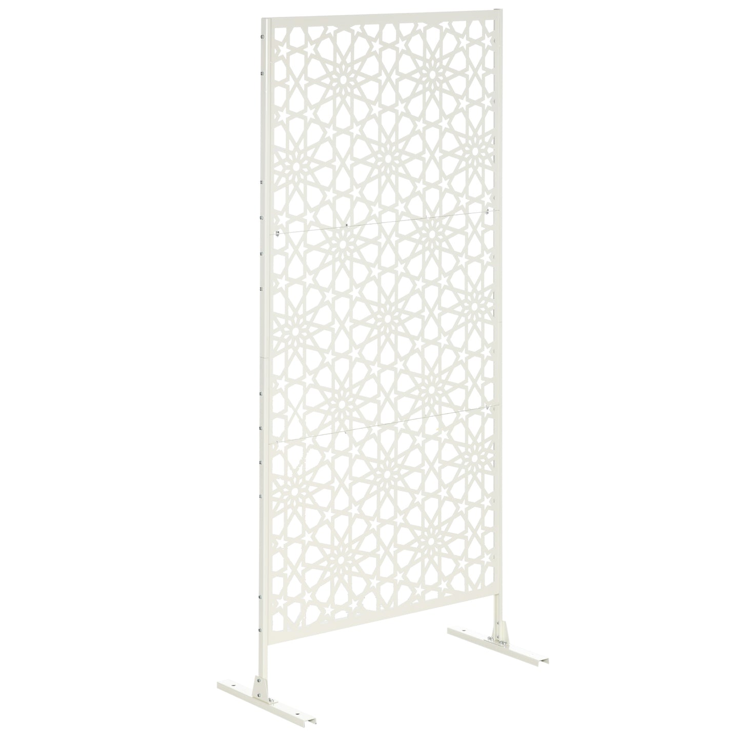Outsunny Biombo Para Exterior De 3 Piezas Con Diseño De Copo De Nieve Blanco_0