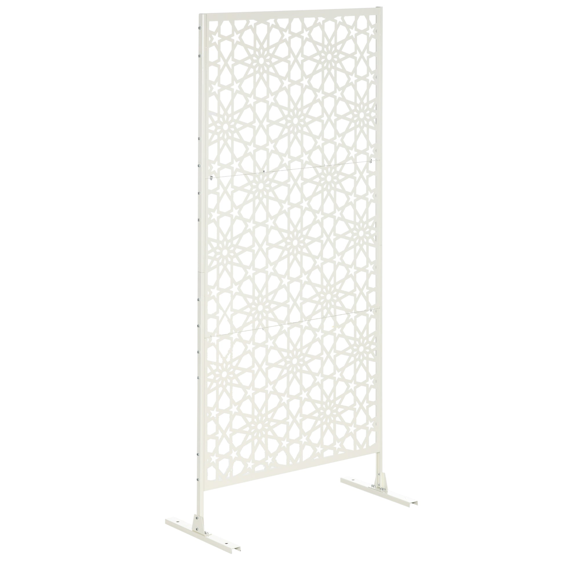 Outsunny Biombo Para Exterior De 3 Piezas Con Diseño De Copo De Nieve Blanco_0