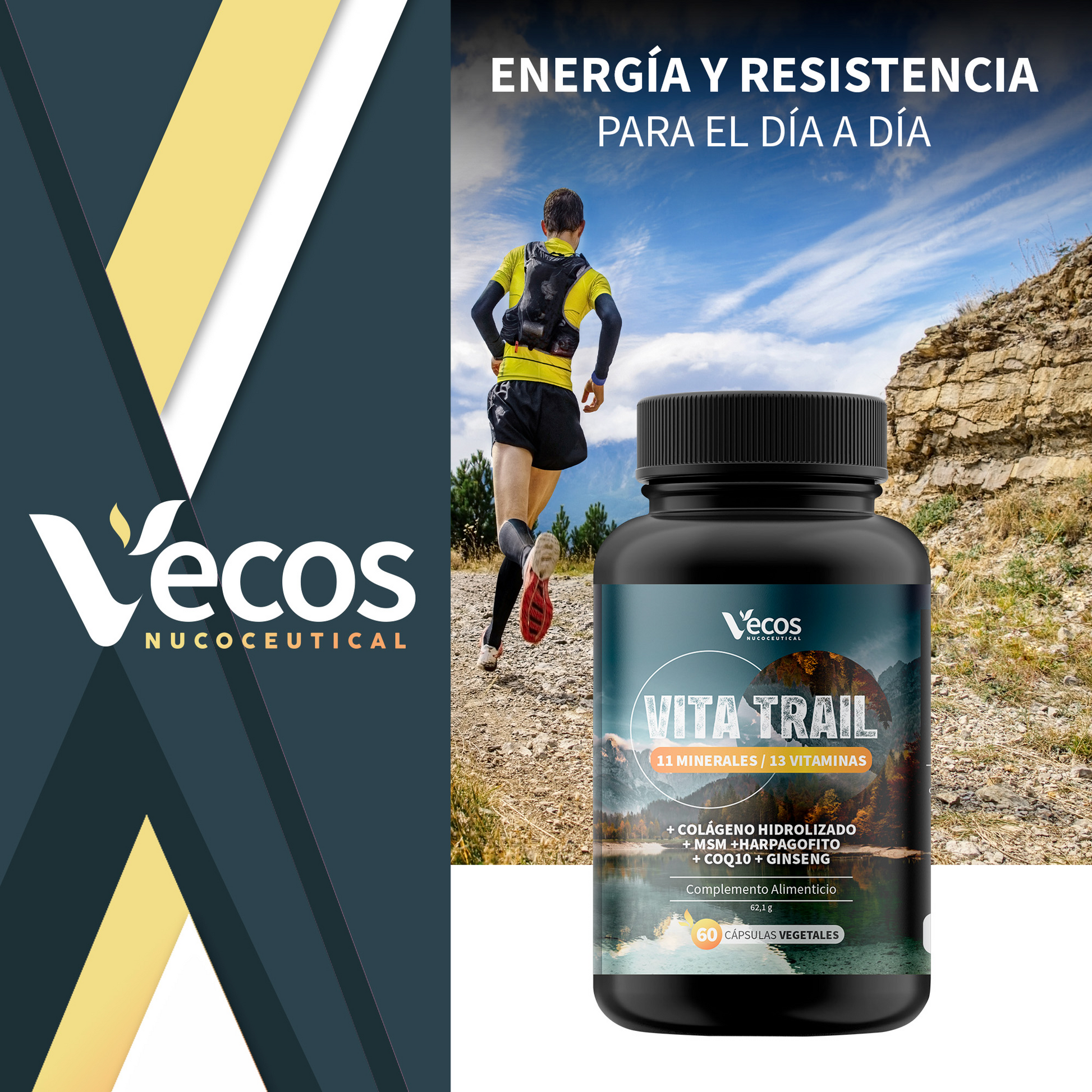 Vita Trail Vecos 60 Cápsulas | Rendimiento Físico Y Recuperación | Colágeno, Msm Y Harpagofito_1
