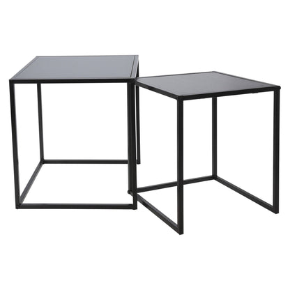 Well Home Juego De 2 Mesas Auxiliares En Mdf Y Metal Color Negro_0