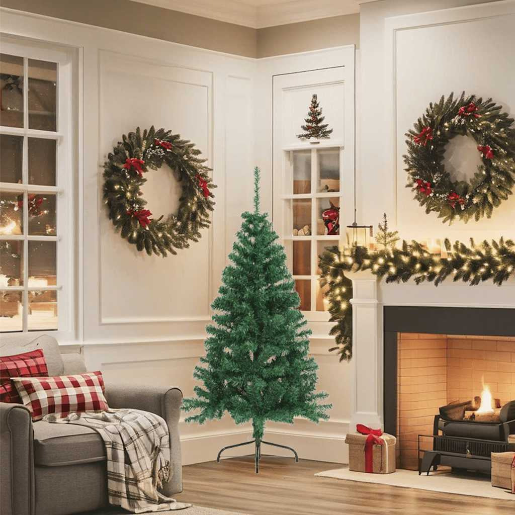 Vidaxl Medio Árbol De Navidad Artificial Con Soporte Pvc Verde 150 Cm_1