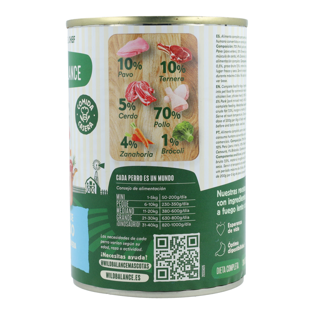 Lata completa Estofado de Mercado con Pavo y Ternera para Perros Wild Balance 400 g