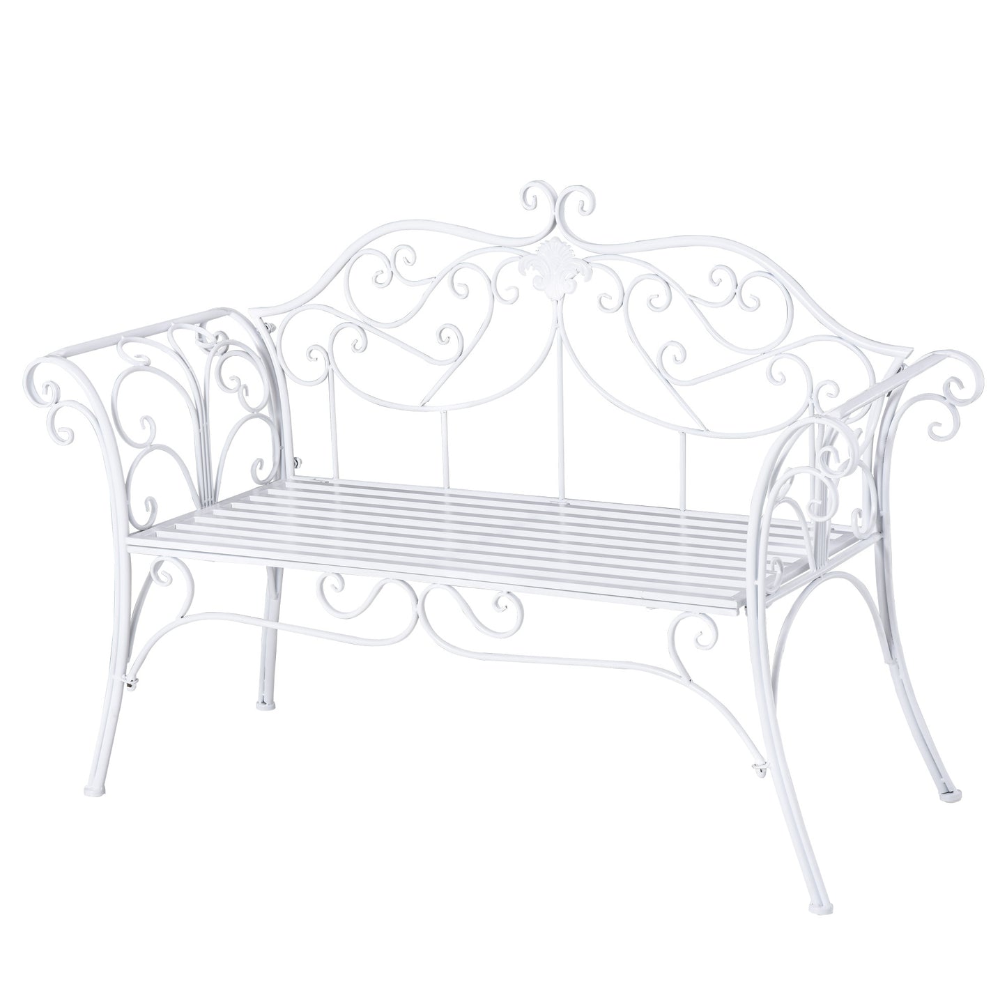 Outsunny Banco De Jardín Con Respaldo De 2 Plazas 131x51x90cm Exterior Carga_0