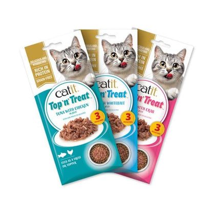 Catit Top 'N Treat, Atún y Cangrejo, 3x60g