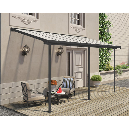 Pérgola anexa Sierra 224x447 cm cinzento 