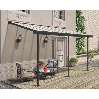 Pérgola anexa Sierra 224x447 cm cinzento 