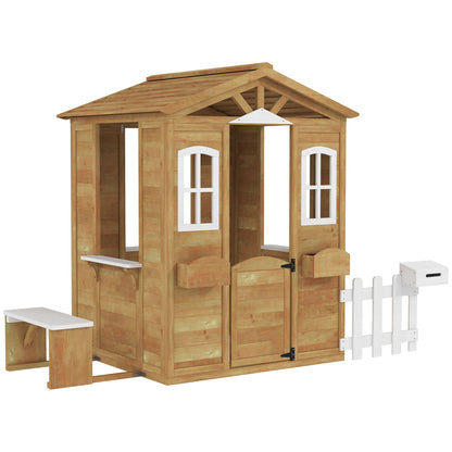 Outsunny Casita Infantil De Exterior De Madera 204x107x140cm +3 Años Madera_0
